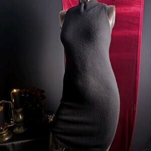 NakedCashmere 100% Cashmere Black Bodycon Sweater Dress XS Stretch